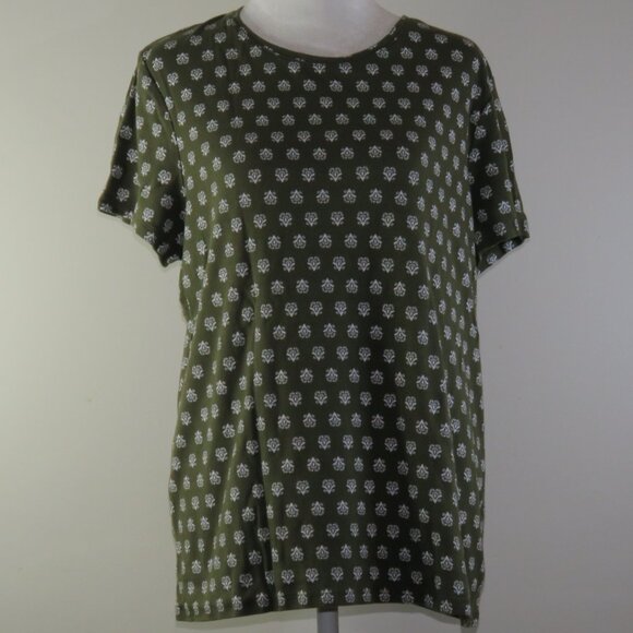 Croft & Borrow Women's Green & White Short-Sleeve Classic Tee Size XL (C1519) - Picture 2 of 6